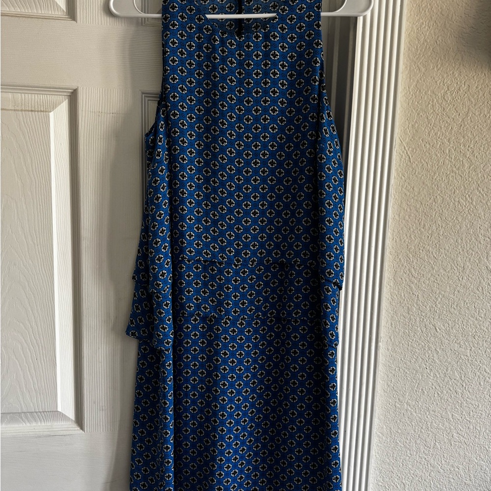 CeCe Navy and Gold High Low Dress
